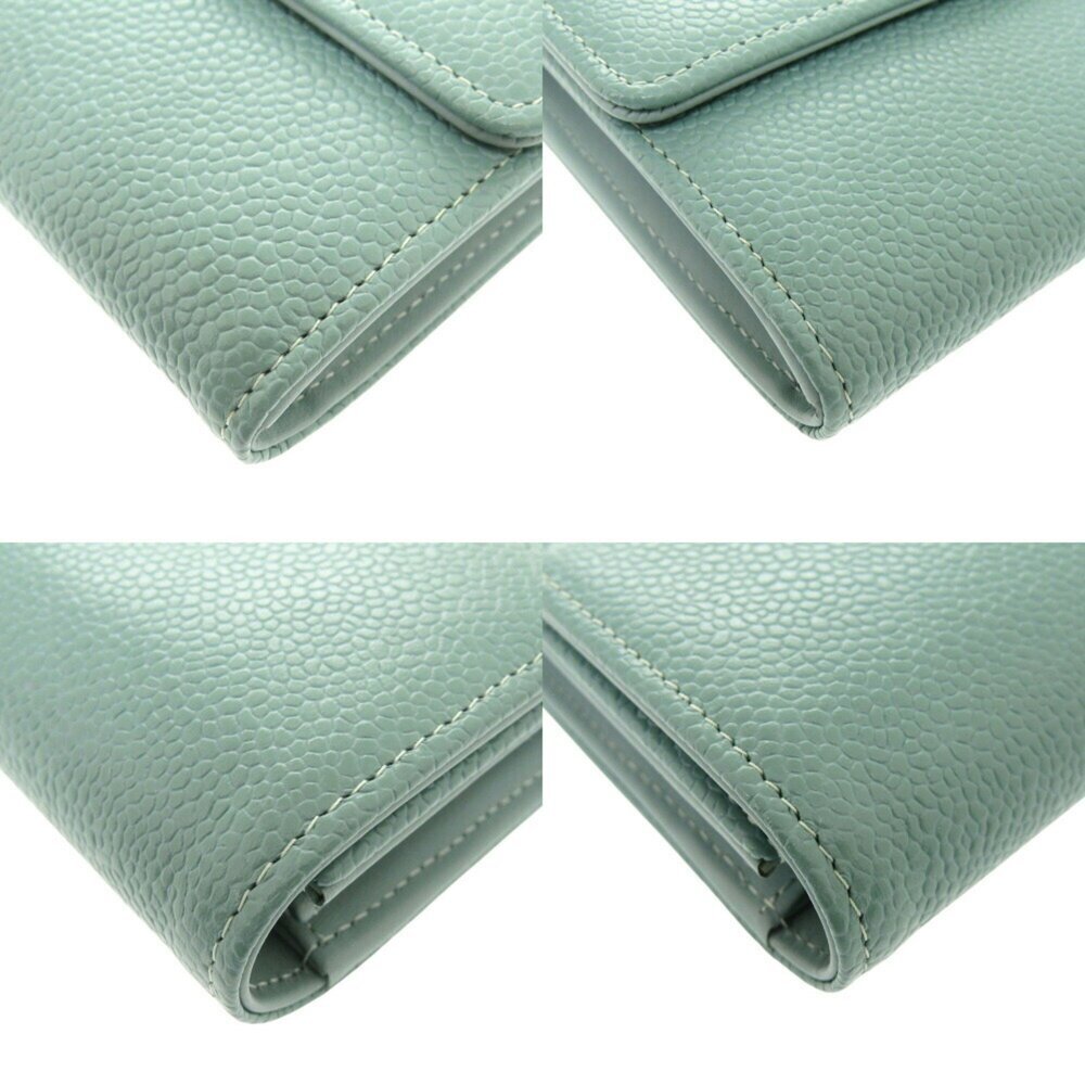 CHANEL Authentic Green Caviar Leather Logo Wallet - Picture 4 of 9